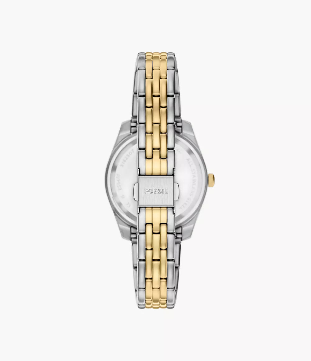 Fossile Uhr Scarlette 33 mm, burgunderroter Quarzstahl, PVD-Finish, Gelbgold ES5461