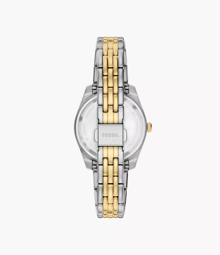 Fossile Uhr Scarlette 33 mm, burgunderroter Quarzstahl, PVD-Finish, Gelbgold ES5461