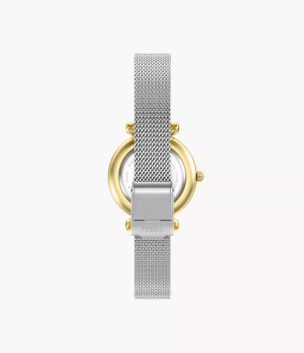 Fossil Uhr Carlie Mini Mini 28mm Perlmutt Quarz Edelstahl mit PVD-Beschichtung in Gelbgold ES5463