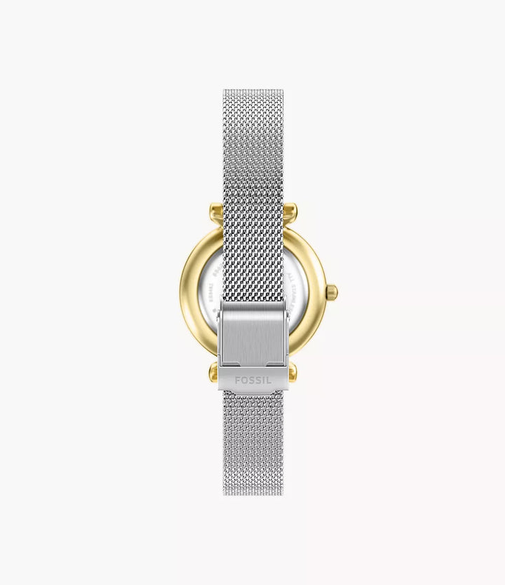 Fossil Uhr Carlie Mini Mini 28mm Perlmutt Quarz Edelstahl mit PVD-Beschichtung in Gelbgold ES5463