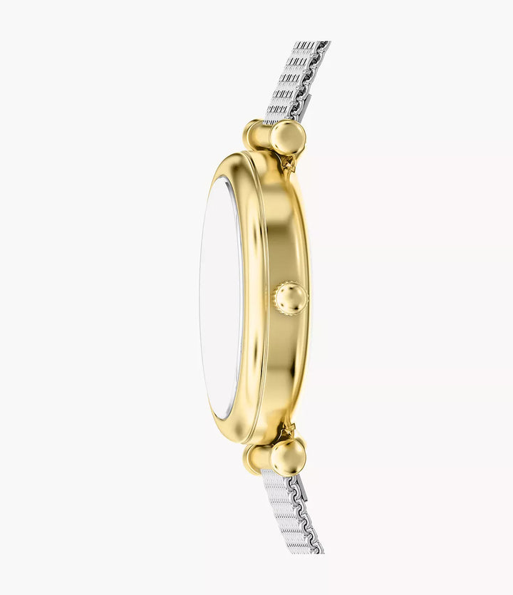 Fossil Uhr Carlie Mini Mini 28mm Perlmutt Quarz Edelstahl mit PVD-Beschichtung in Gelbgold ES5463