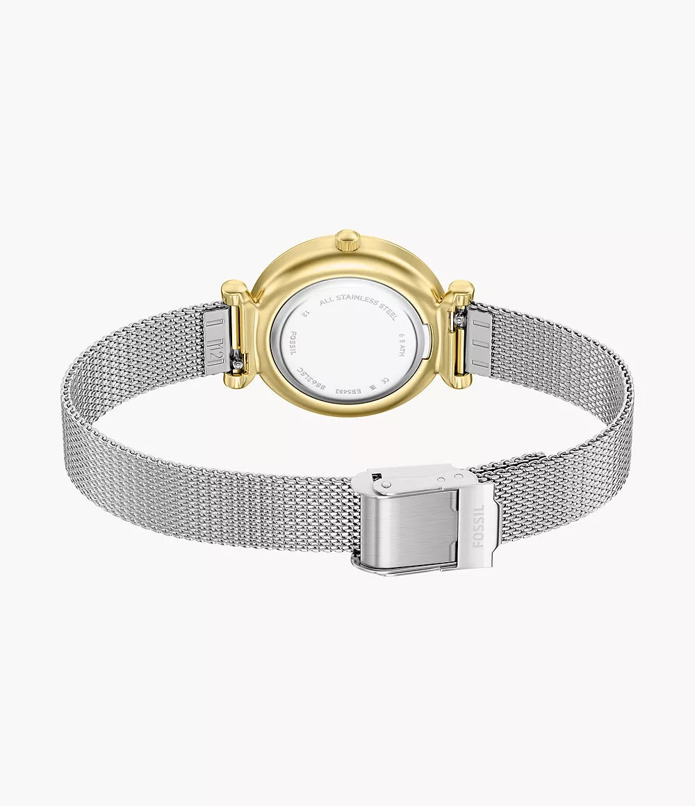 Fossil Uhr Carlie Mini Mini 28mm Perlmutt Quarz Edelstahl mit PVD-Beschichtung in Gelbgold ES5463