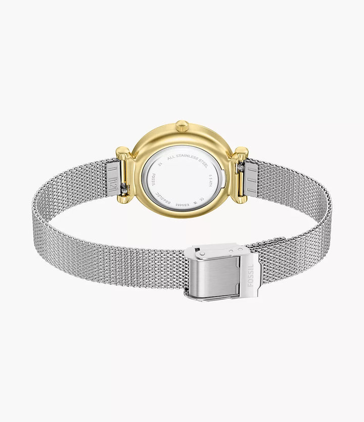 Fossil Uhr Carlie Mini Mini 28mm Perlmutt Quarz Edelstahl mit PVD-Beschichtung in Gelbgold ES5463