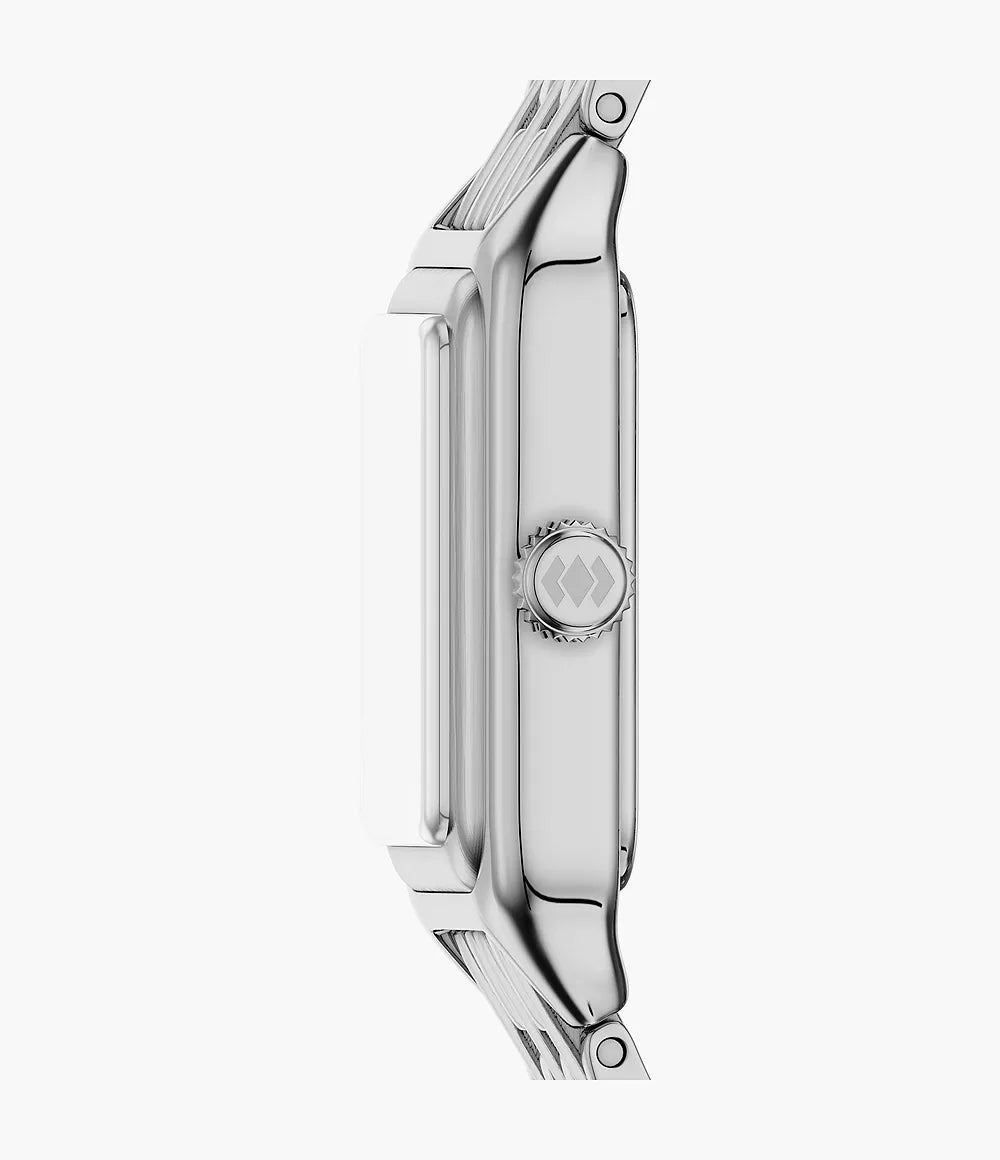 Απολιθωμένο ρολόι Raquel mini 18mm ασημί χαλαζιακό ατσάλι ES5469