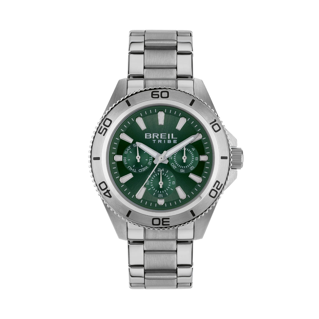 Breil Reloj Challenge 42 mm de acero de cuarzo verde EW0711