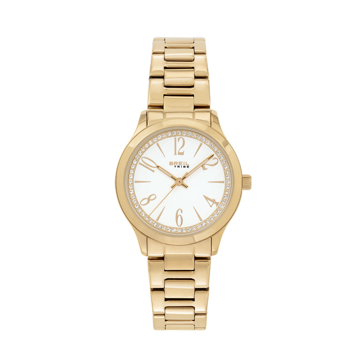 Breil watch abbly 32mm white quartz steel finish pvd gold ew0754