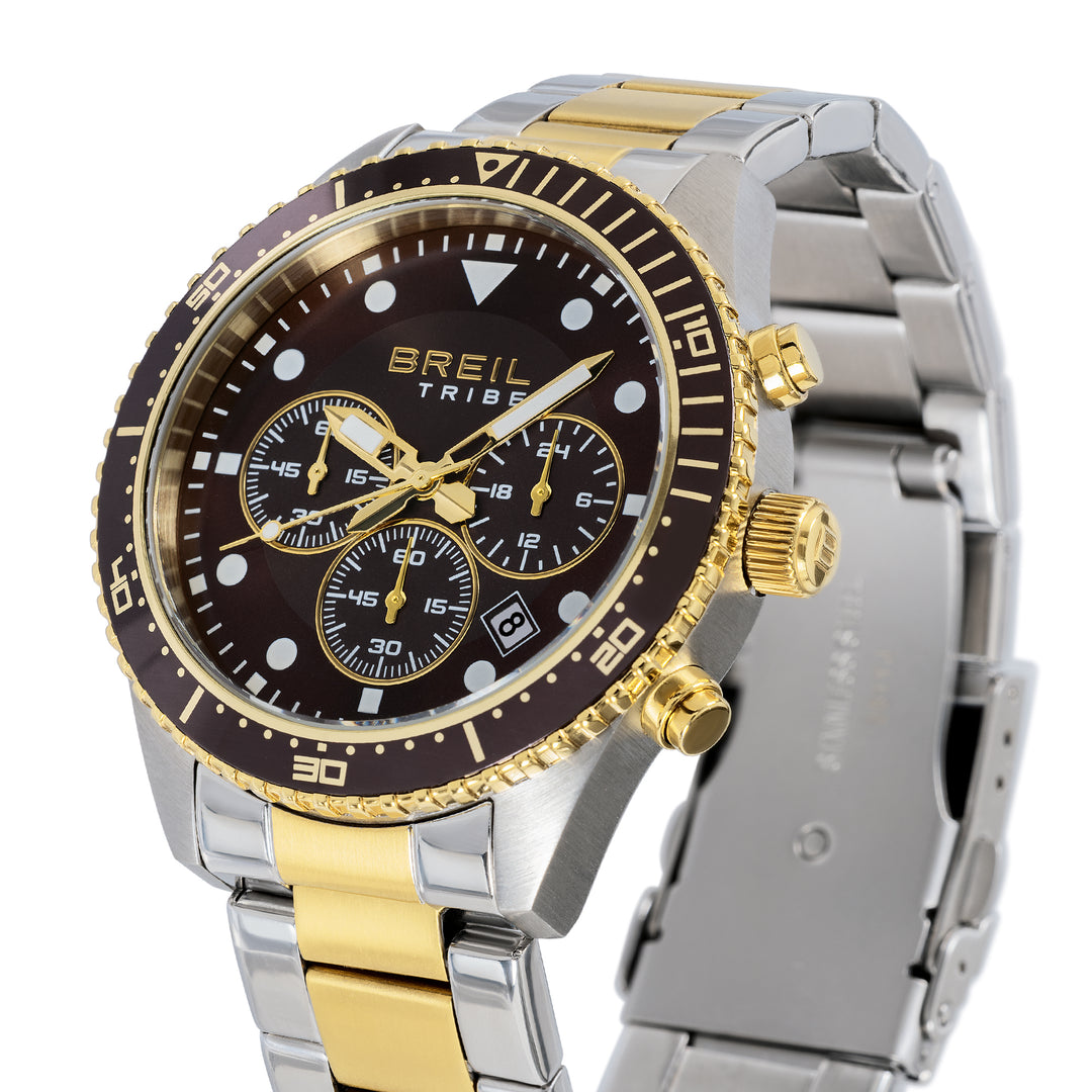 Breil Watch Sail Chrono 42mm Marrone Quartz Steel Pvd finishes yellow gold EW0794