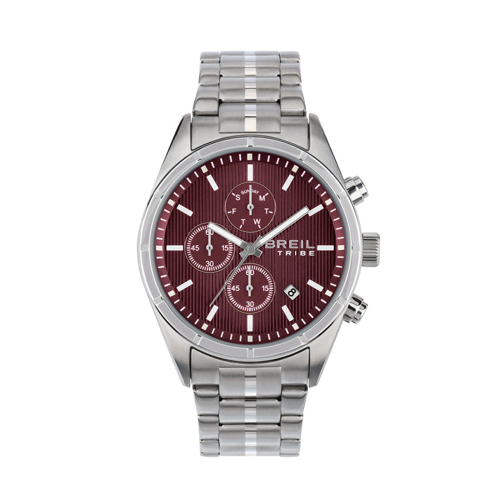 Breil clock captain chrono 42mm bordeaux quartz steel ew0795