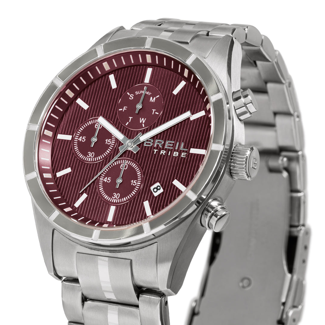Breil clock captain chrono 42mm bordeaux quartz steel ew0795