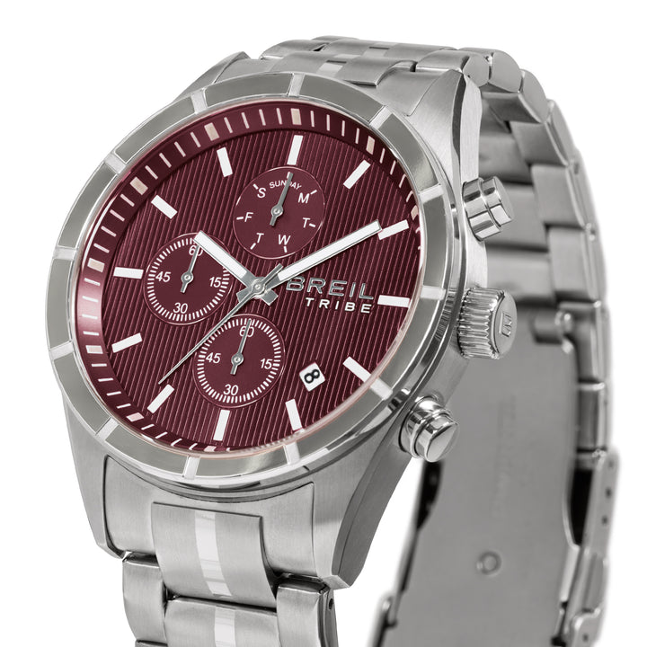 Breil clock captain chrono 42mm bordeaux quartz steel ew0795