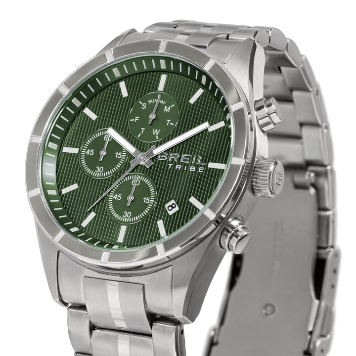 Breil clock captain chrono 42mm green quartz steel ew0796