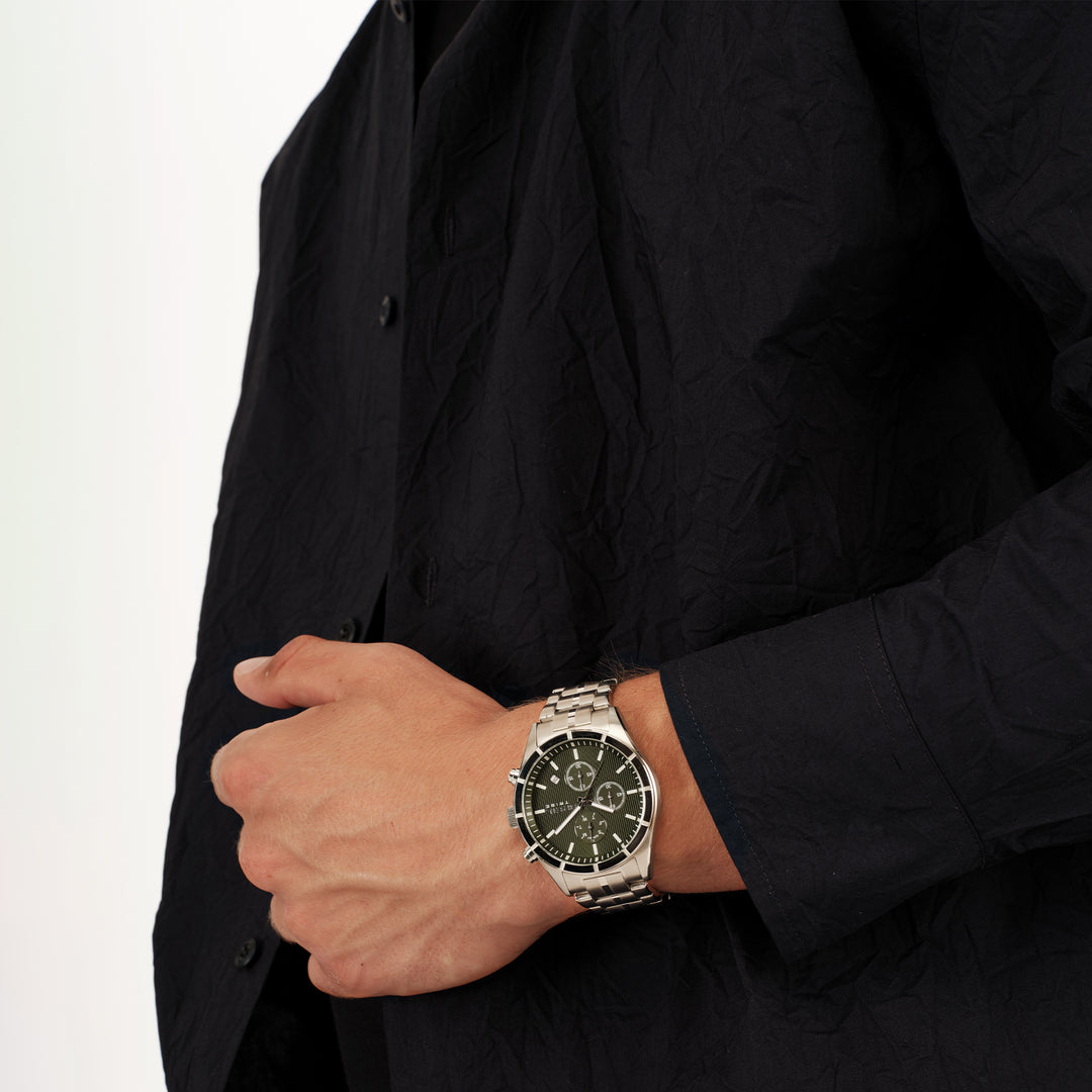 Breil clock captain chrono 42mm green quartz steel ew0796