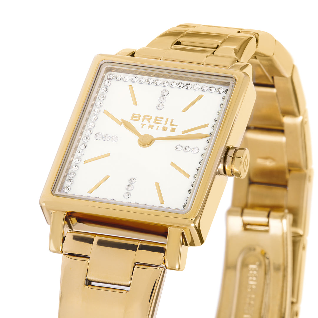 Breil Watch Divine 23mm White Quartz Steel Finish Pvd Gold Gold Ew0798