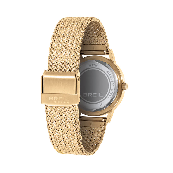 Breil watch drop 32mm silver quartz steel finish pvd yellow gold ew0803