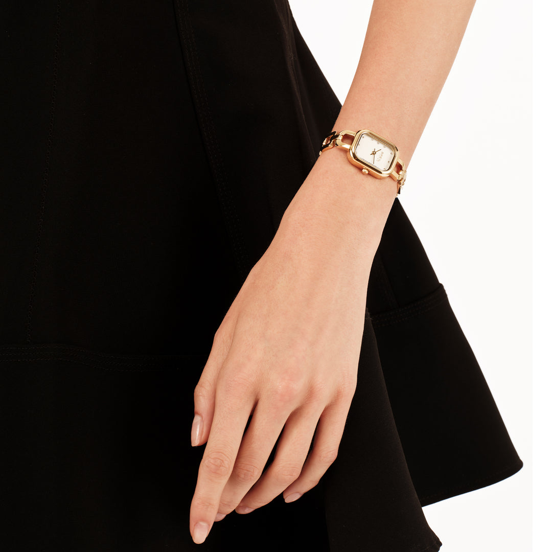 Breil watch bon ton 28mm white quartz steel finish pvd yellow gold ew0813