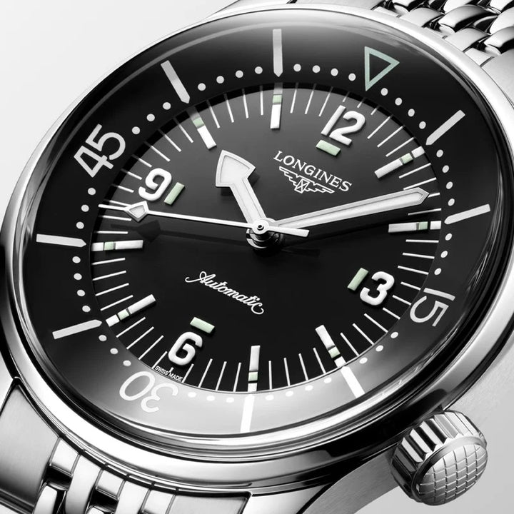 Longines orologio Legend Diver 39mm nero automatico acciaio L3.764.4.50.6
