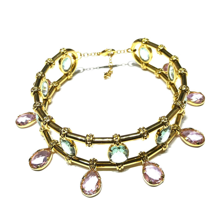 Federica Rossi collana choker bronzo finitura PVD oro 18kt cristalli FR.CO.21