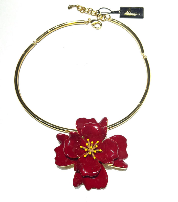 Federica Rossi necklace CHRISTER FIRE 8 petals bronze bronze pvd yellow gold 18kt red enamel fr.co.29