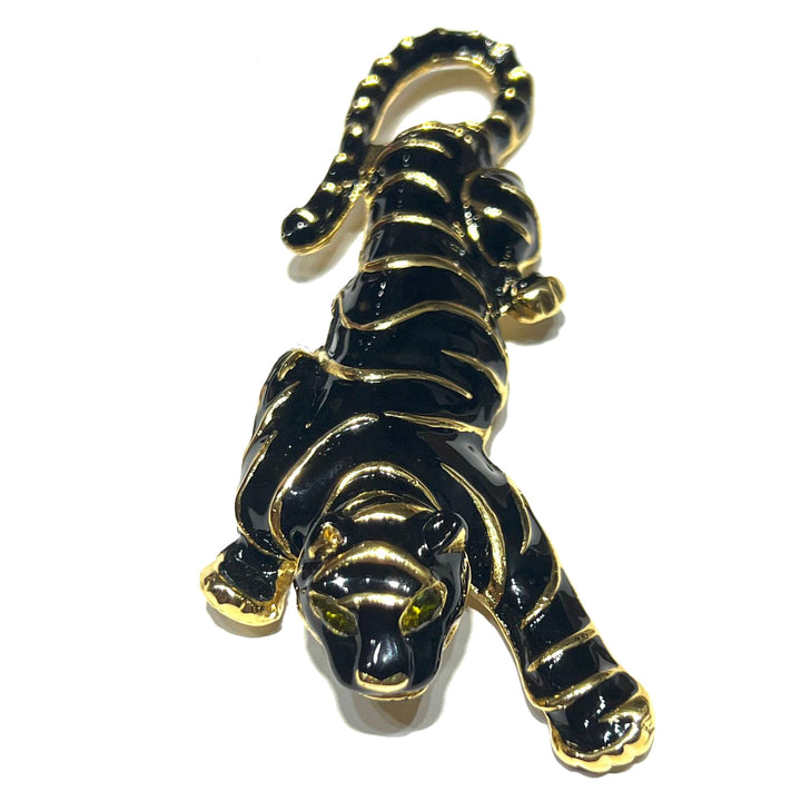 Federica Rossi broche pantera bronze acabamento PVD esmalte em ouro amarelo 18kt FR.SP.04