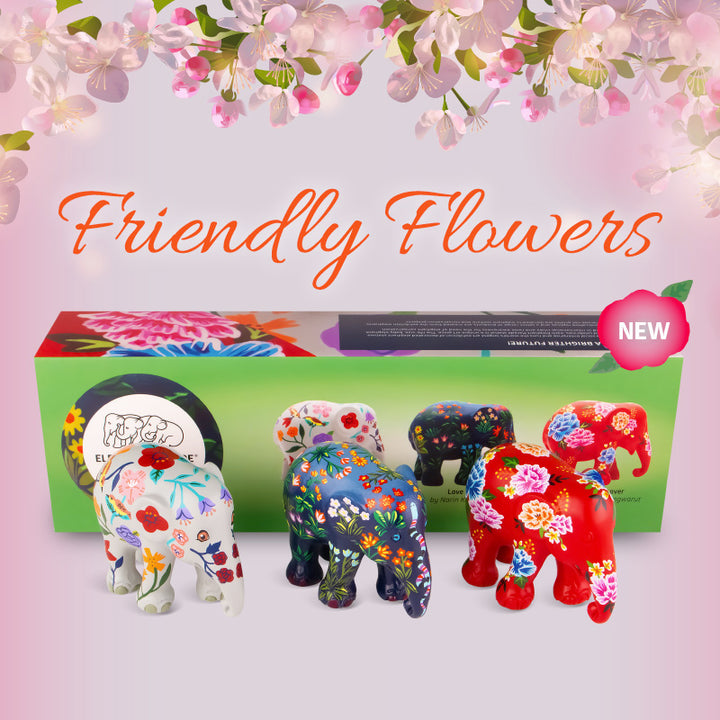 Elephant Parade multipack elefanti Friendly Flowers - Jardin Fleuri + Love Frida +  Peony Lover FRIENDLY FLOWERS 3 PZ