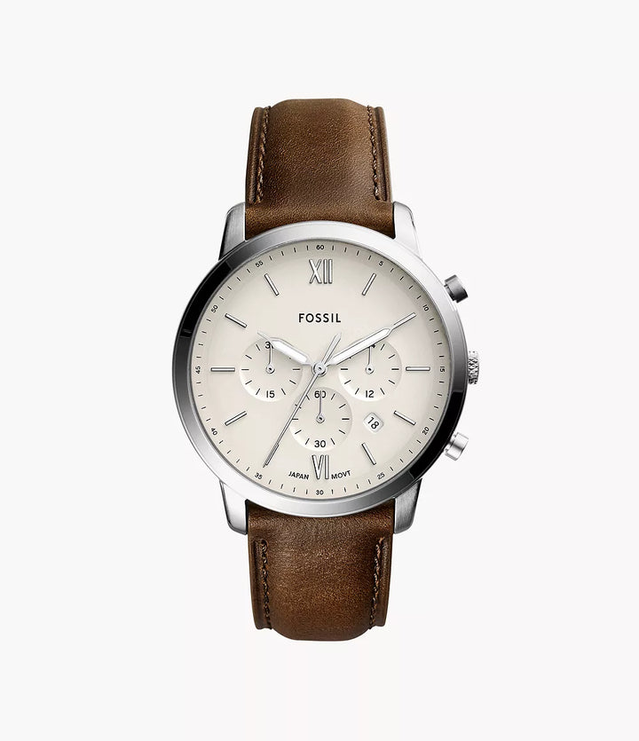 Fossile Uhr Neutra Chrono 44 mm elfenbeinfarbener Quarzstahl FS5380