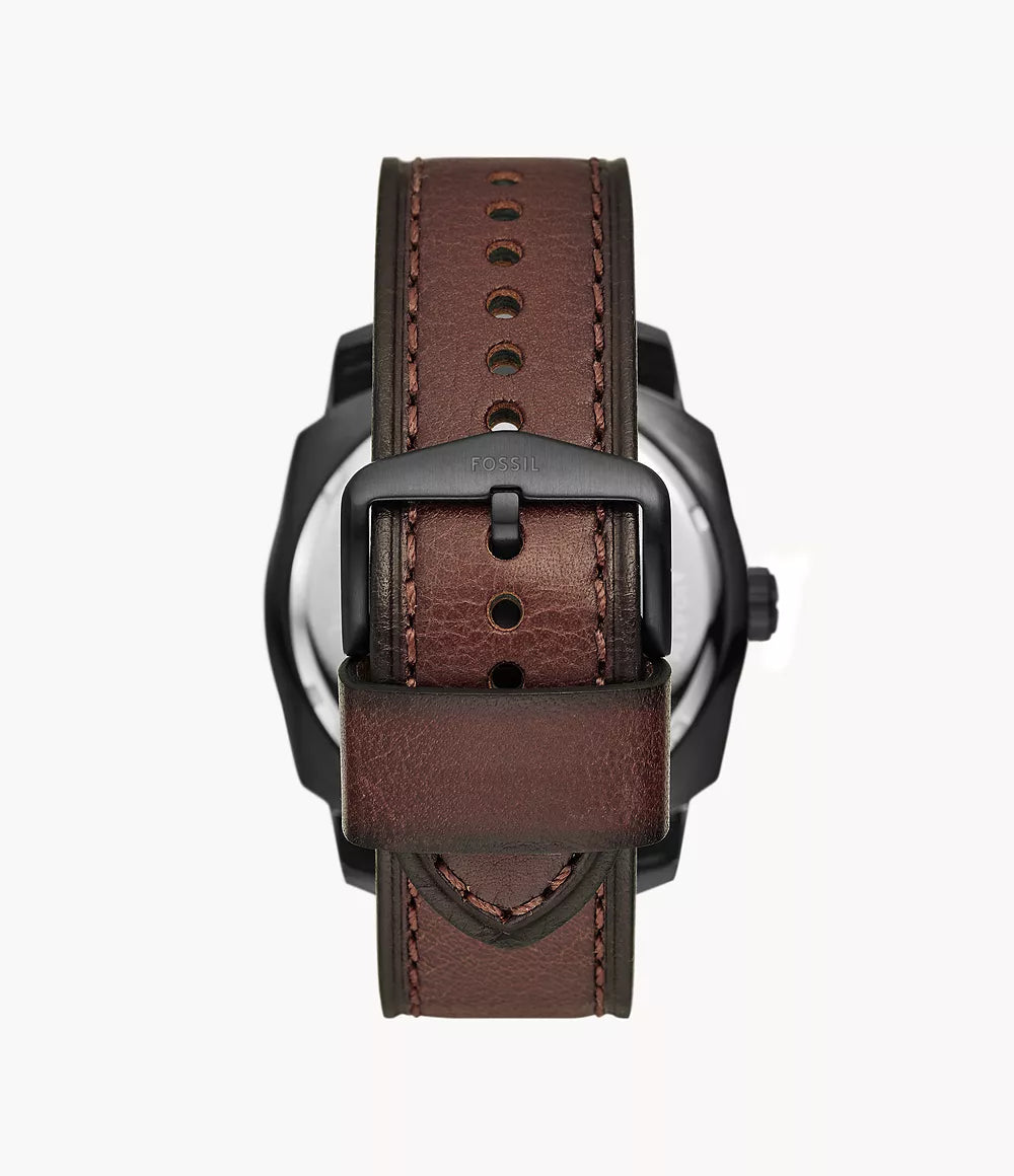 Fossil Machine Uhr 49 mm brauner Quarzstahl schwarz PVD FS5972