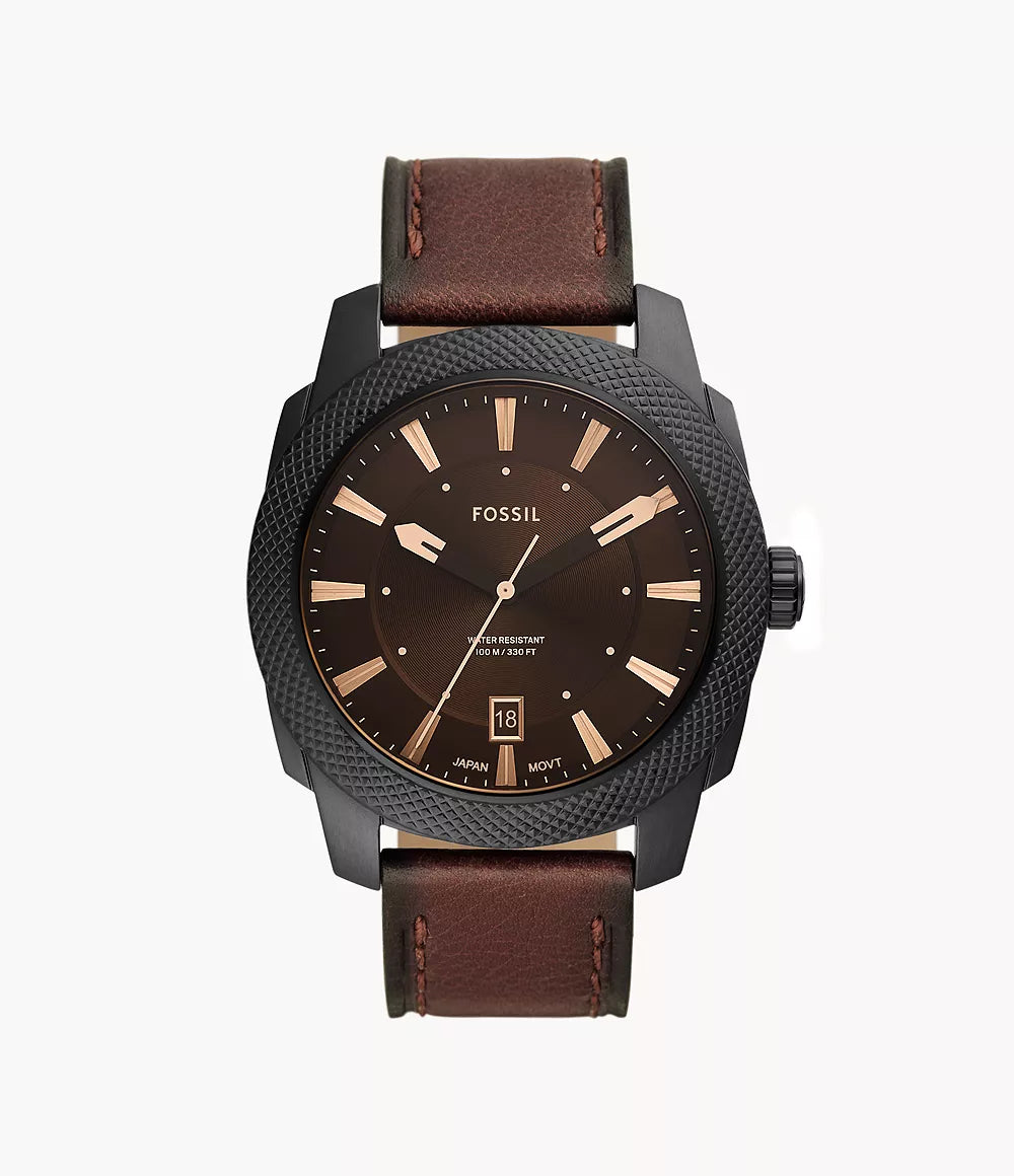 Fossil Machine Uhr 49 mm brauner Quarzstahl schwarz PVD FS5972