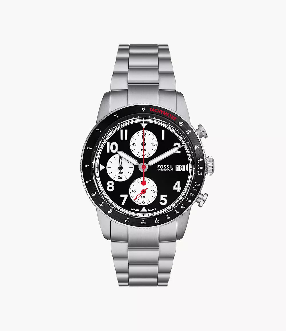 Fosssil relógio Sport Tourer Chrono 42 milímetros de aço de quartzo preto FS6045