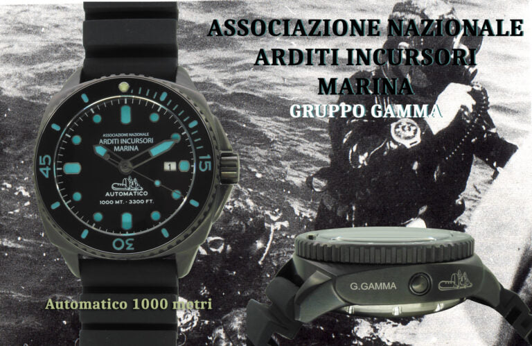 MEC orologio Gruppo Gamma 1000mt A.N.A.I.M. 46mm nero automatico acciaio finitura PVD nero GAMMA PVD 1000/PB