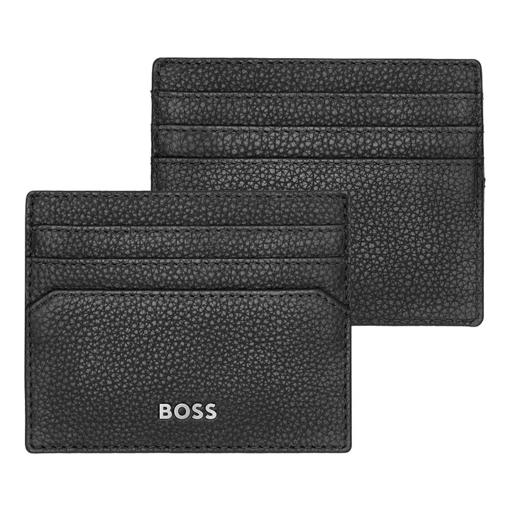 Porta-cartões granulado preto clássico Hugo Boss HLC416A