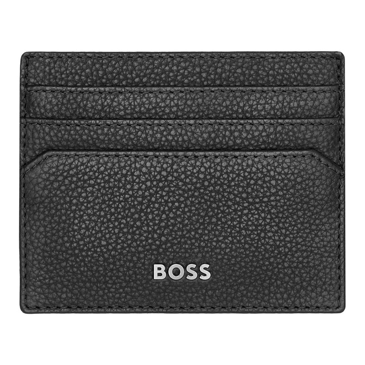Porta-cartões granulado preto clássico Hugo Boss HLC416A
