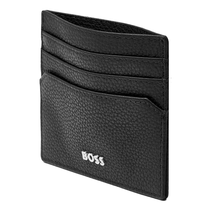 Porta-cartões granulado preto clássico Hugo Boss HLC416A