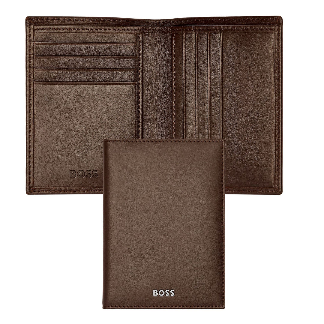 Porta-cartões dobrável Hugo Boss Classic Smooth Brown HLE403Y