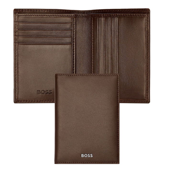 Porta-cartões dobrável Hugo Boss Classic Smooth Brown HLE403Y