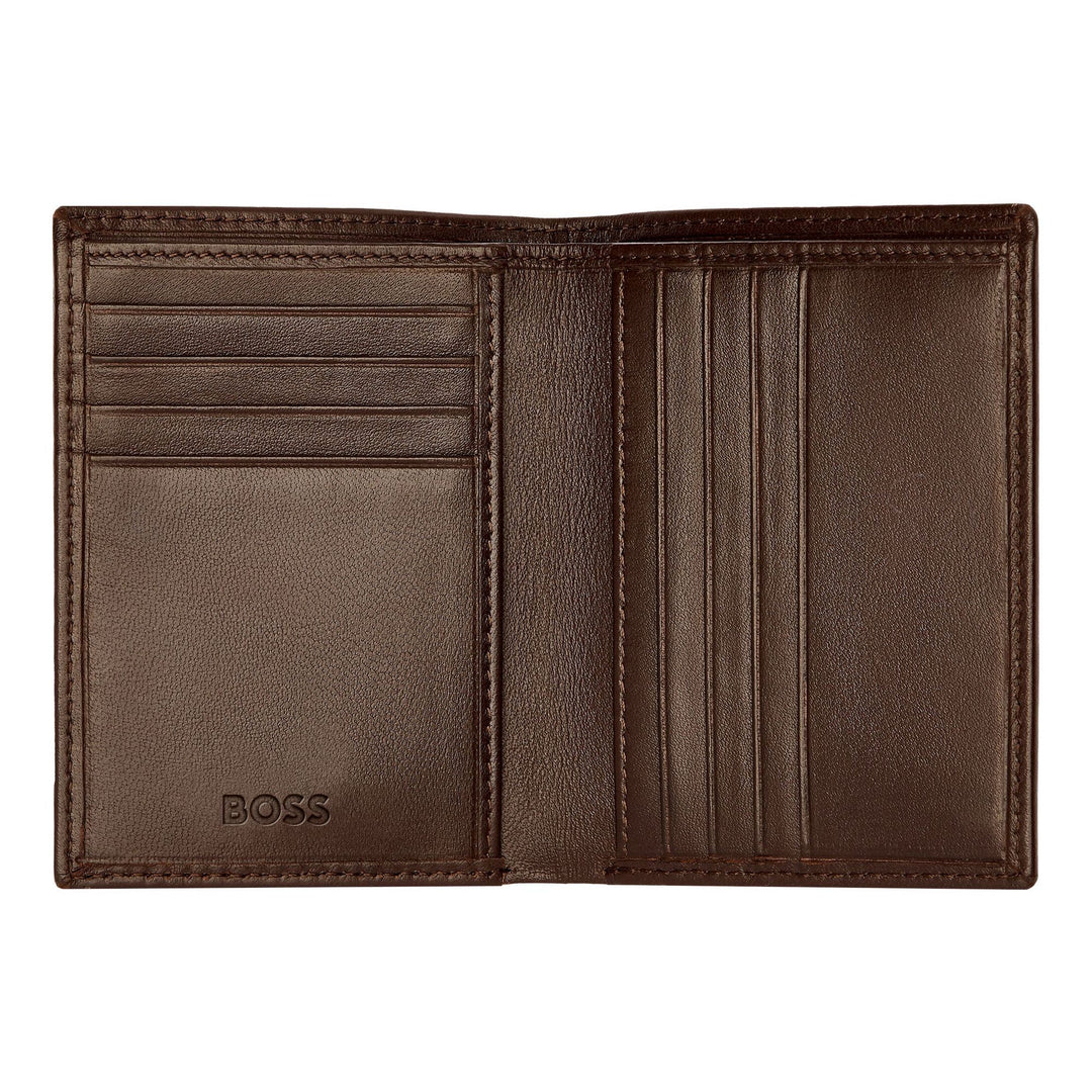 Porta-cartões dobrável Hugo Boss Classic Smooth Brown HLE403Y