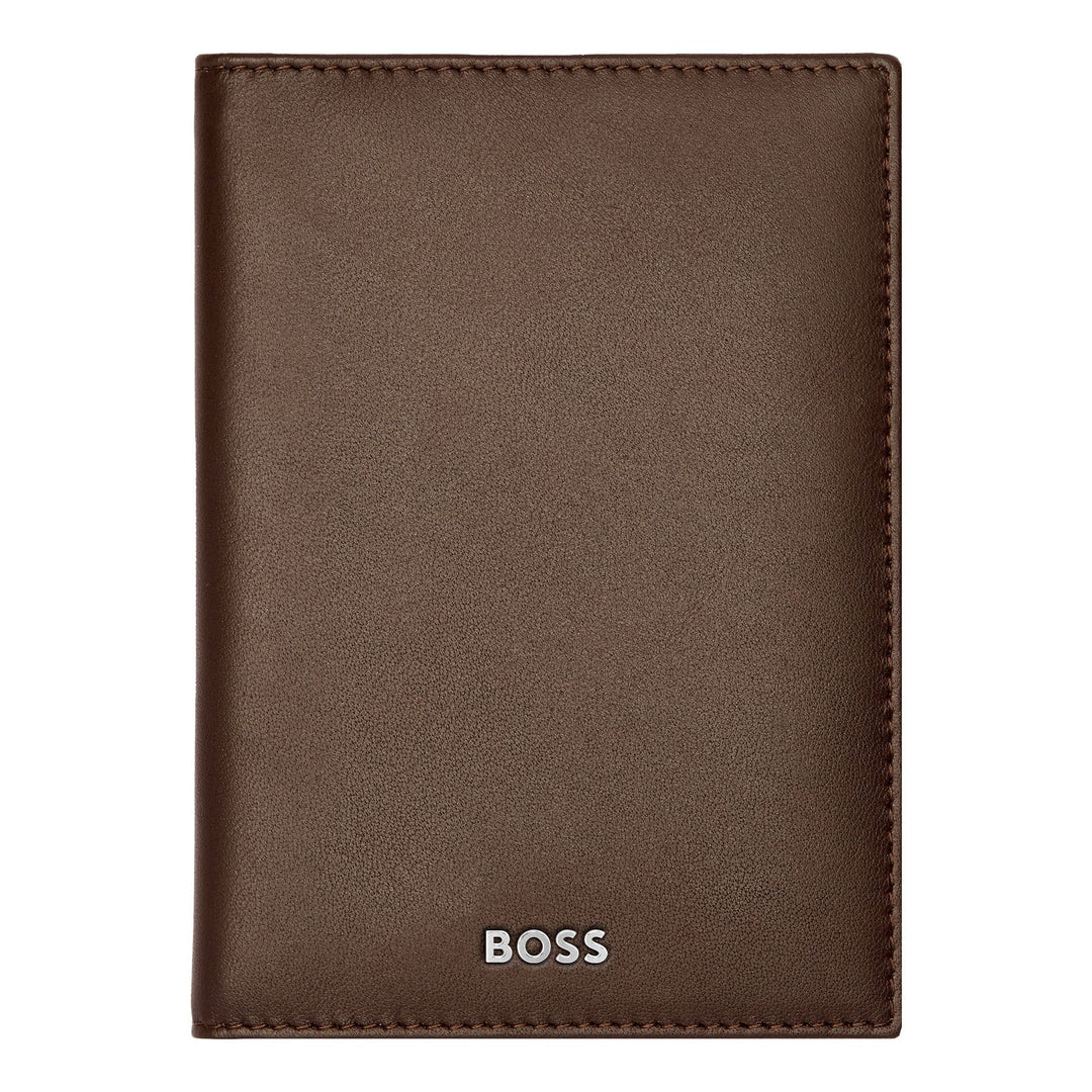 Porta-cartões dobrável Hugo Boss Classic Smooth Brown HLE403Y