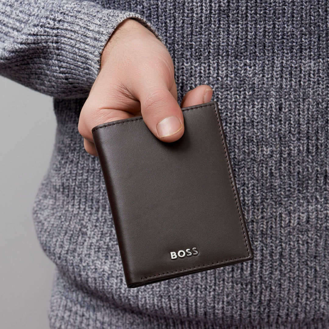 Porta-cartões dobrável Hugo Boss Classic Smooth Brown HLE403Y