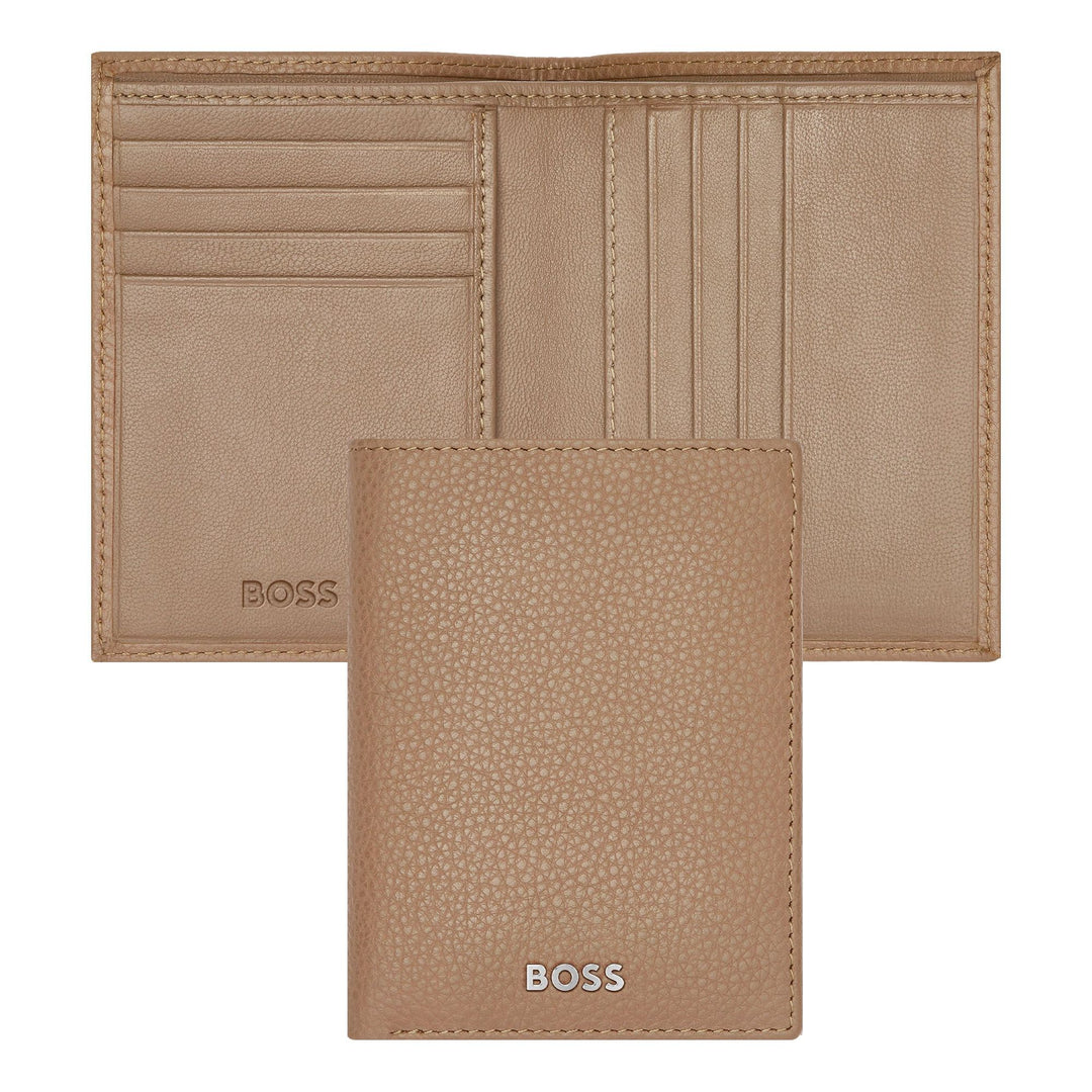 Porta-cartões dobrável Hugo Boss Classic Grained Camel HLE416X