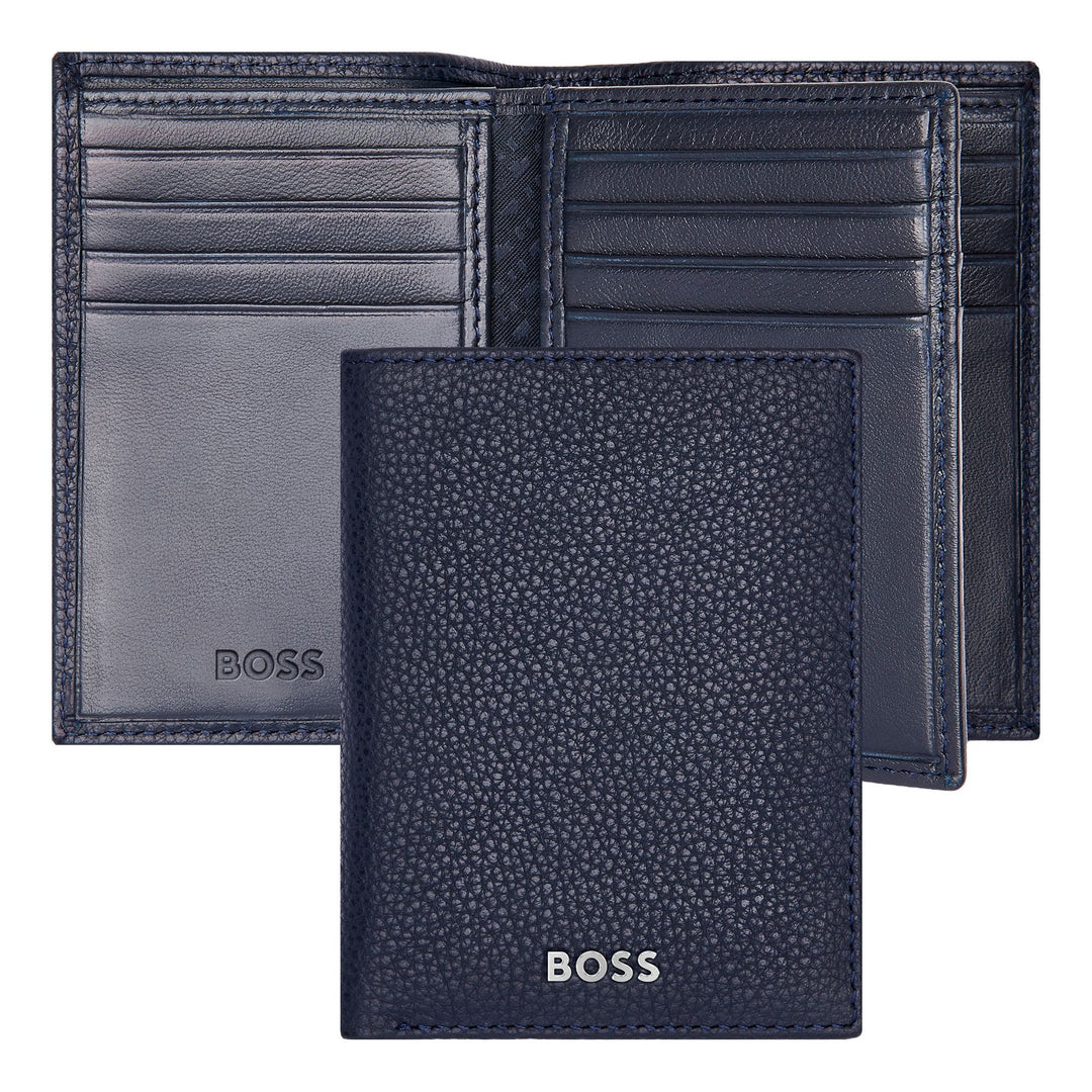Porta-cartões Hugo Boss com três dobras Classic Grained Navy HLF416N