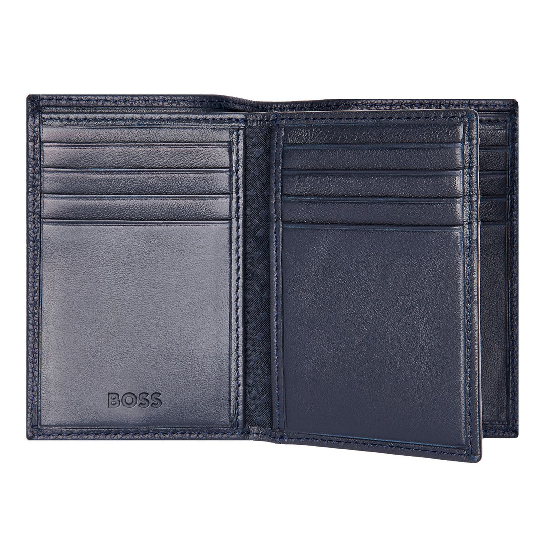 Porta-cartões Hugo Boss com três dobras Classic Grained Navy HLF416N