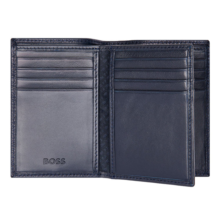 Porta-cartões Hugo Boss com três dobras Classic Grained Navy HLF416N