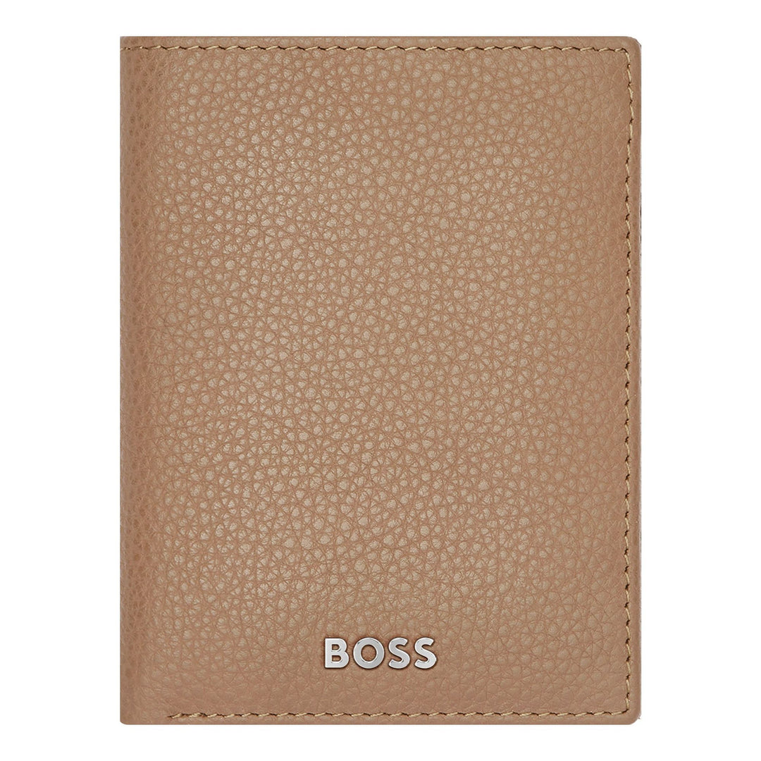 Porta-cartões Hugo Boss com três dobras Classic Grained Camel HLF416X