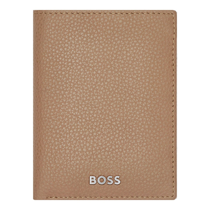 Porta-cartões Hugo Boss com três dobras Classic Grained Camel HLF416X
