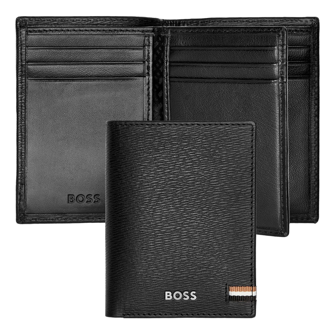 Porta-cartões icônico com três dobras Hugo Boss preto HLF421A