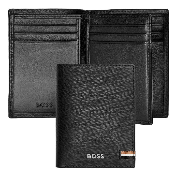 Porta-cartões icônico com três dobras Hugo Boss preto HLF421A