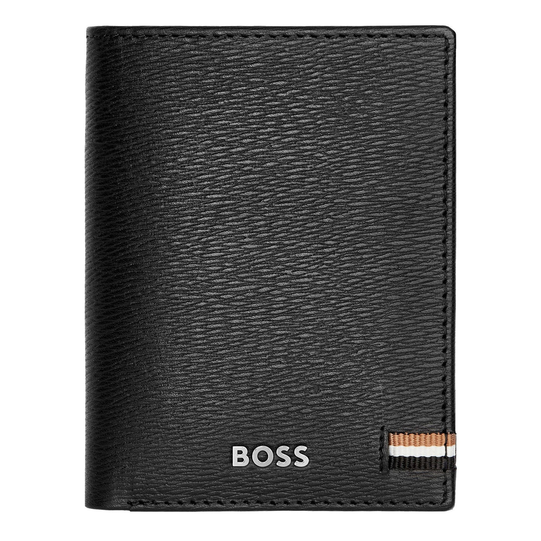 Porta-cartões icônico com três dobras Hugo Boss preto HLF421A