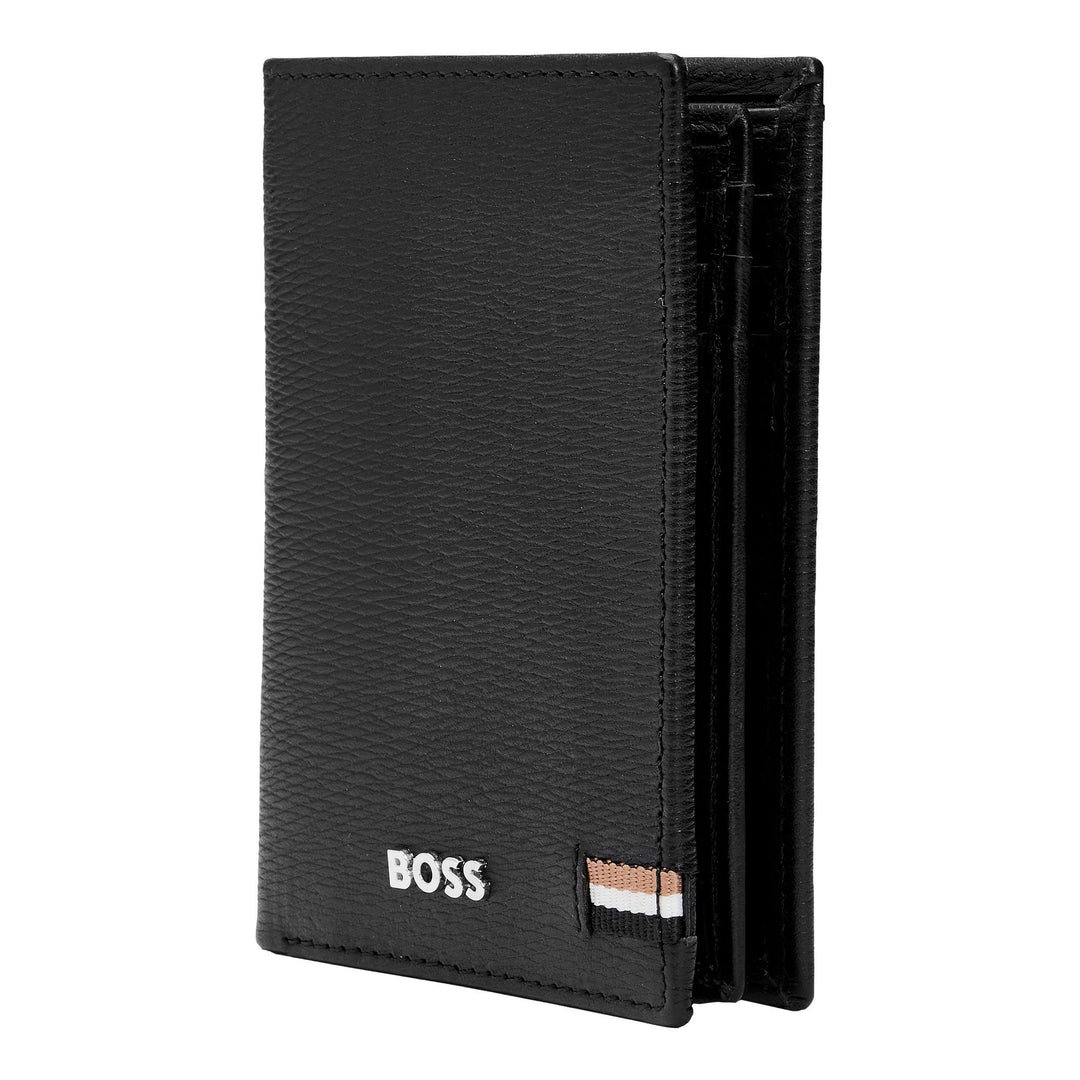Porta-cartões icônico com três dobras Hugo Boss preto HLF421A