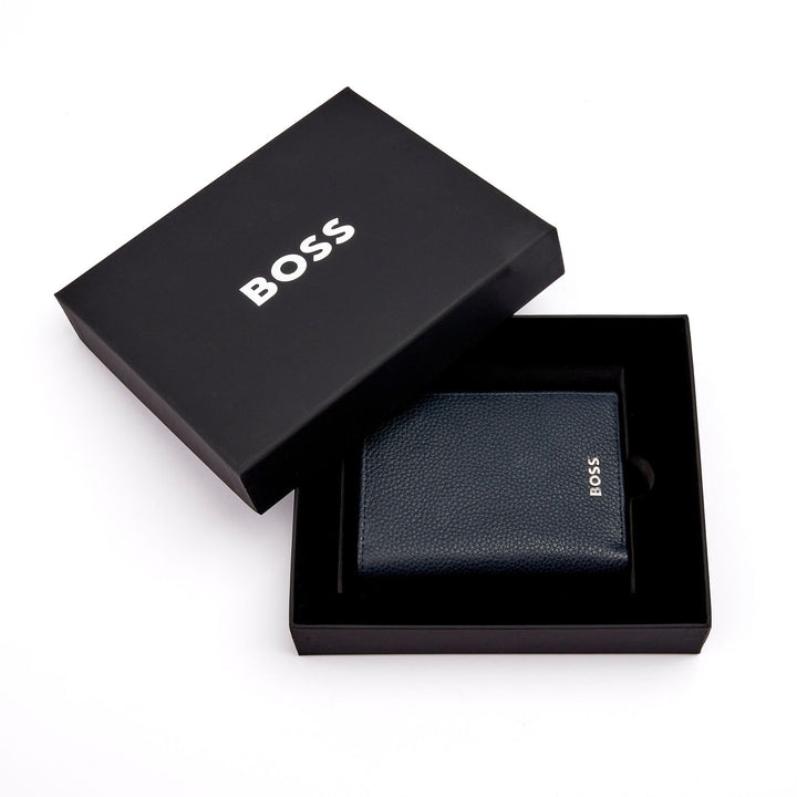 Porta-cartões Hugo Boss com aba e bolso para dinheiro Classic Grained Navy HLG416N