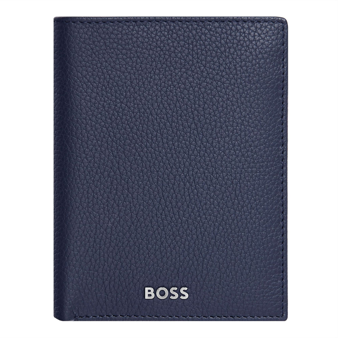 Porta-cartões Hugo Boss com aba e bolso para dinheiro Classic Grained Navy HLG416N