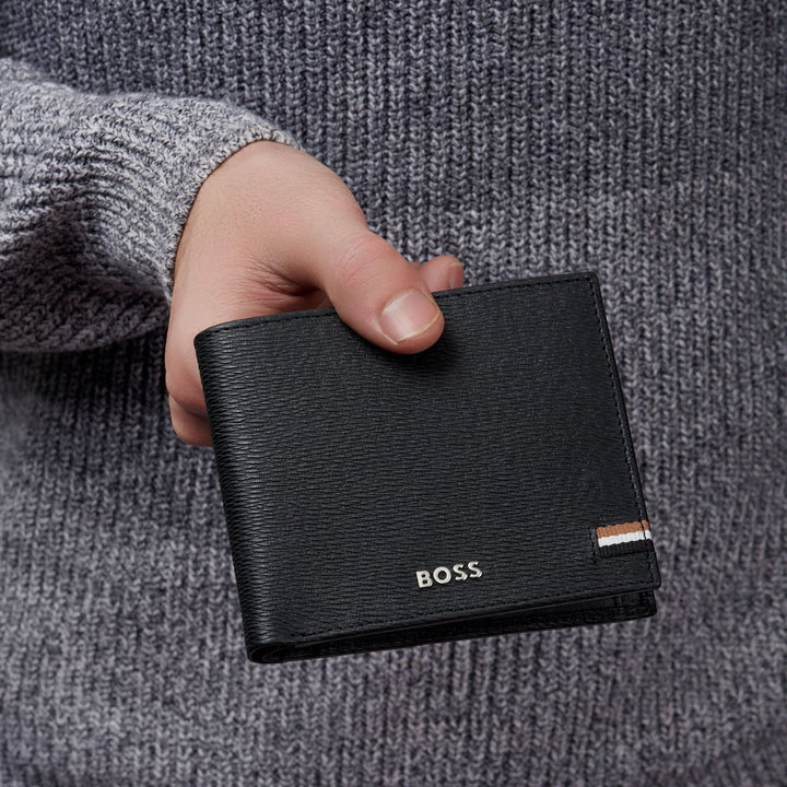 Carteira Hugo Boss Money com aba Iconic Black HLN421A